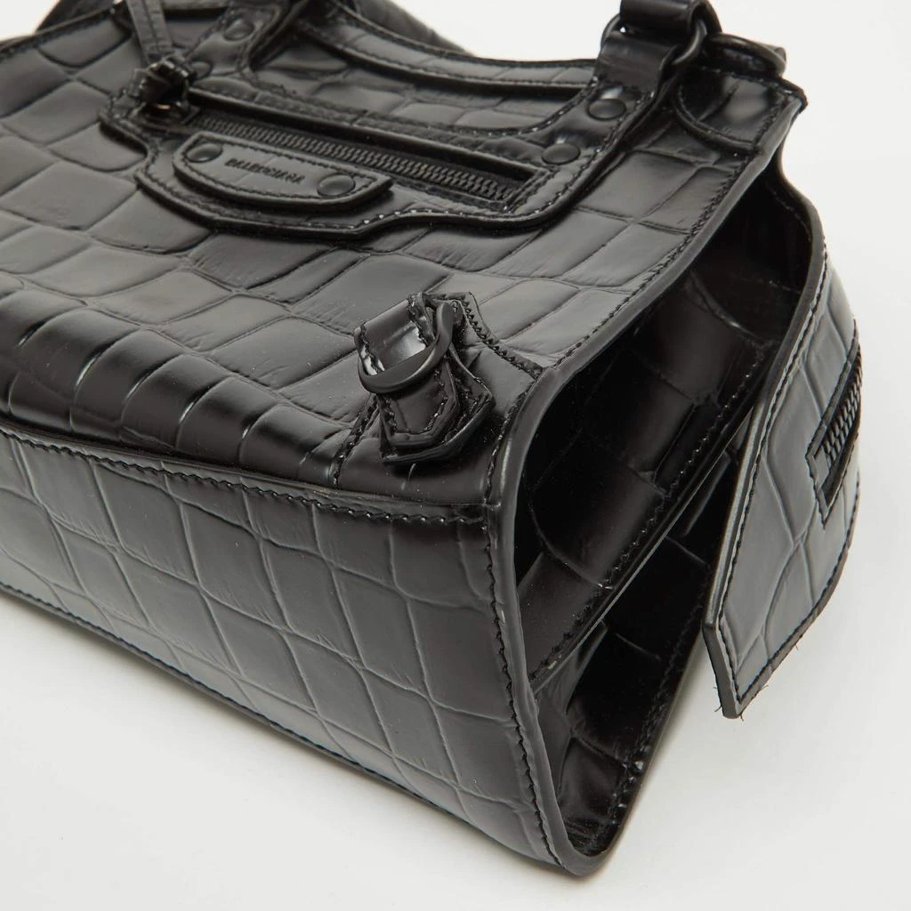 Balenciaga Balenciaga Black Croc Embossed Leather Mini Neo Classic Shoulder Bag 10