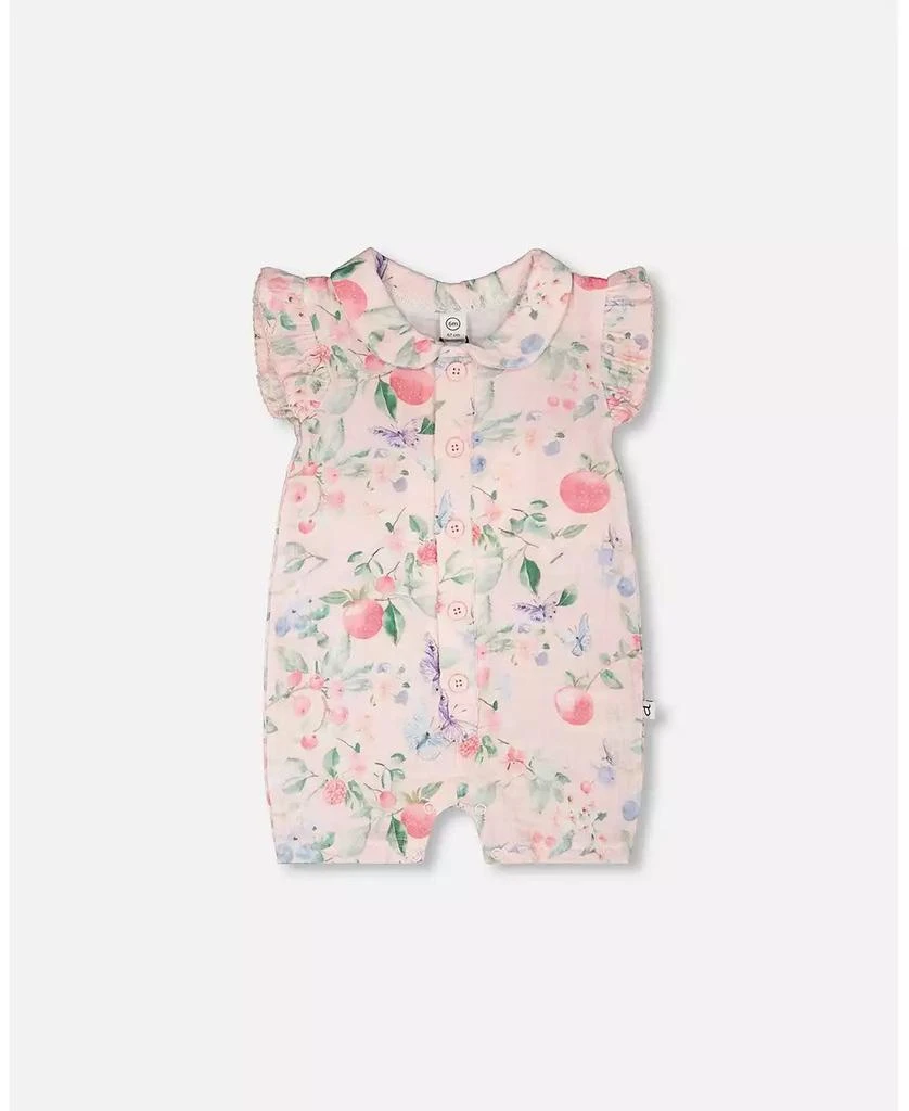 Deux par Deux Baby Girls Cotton Muslin Romper Pink Printed Berries