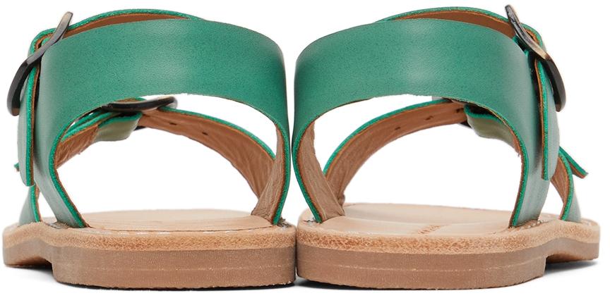 Misha 
Puff Kids Green Double Buckle Sandals