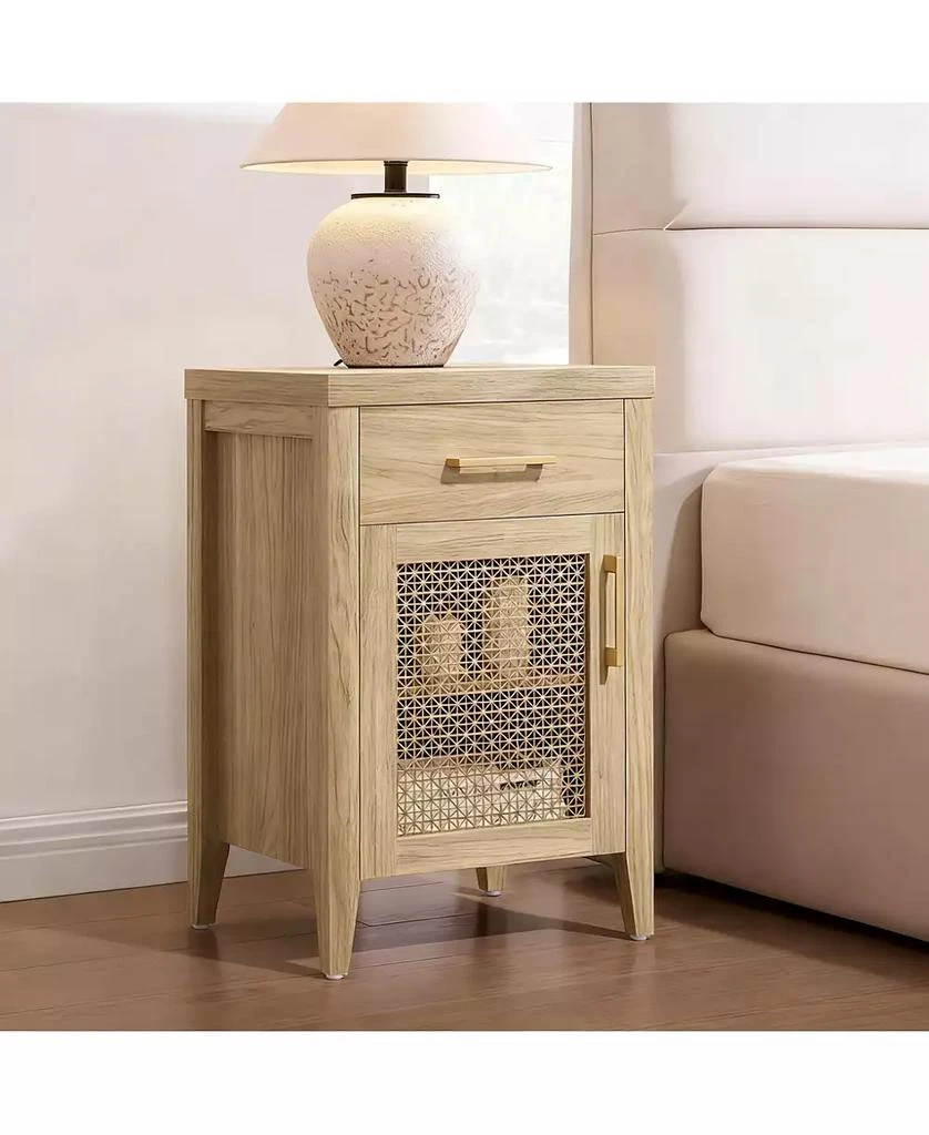 YIGII Mid-Century Modern Nightstand with Espresso Walnut Finish and Storage 3