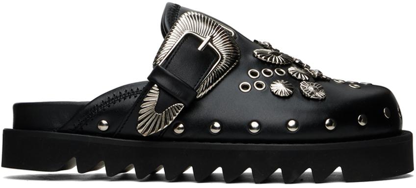 TOGA PULLA 国内買付 EYELET L SABOT Toga Pulla SSENSE Exclusive Black Eyelet Metal Sabot Loafers