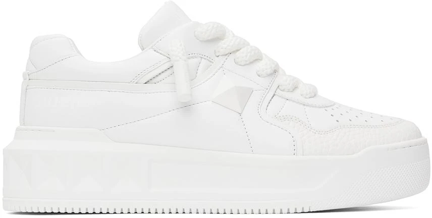 Valentino White One Stud Sneakers 1