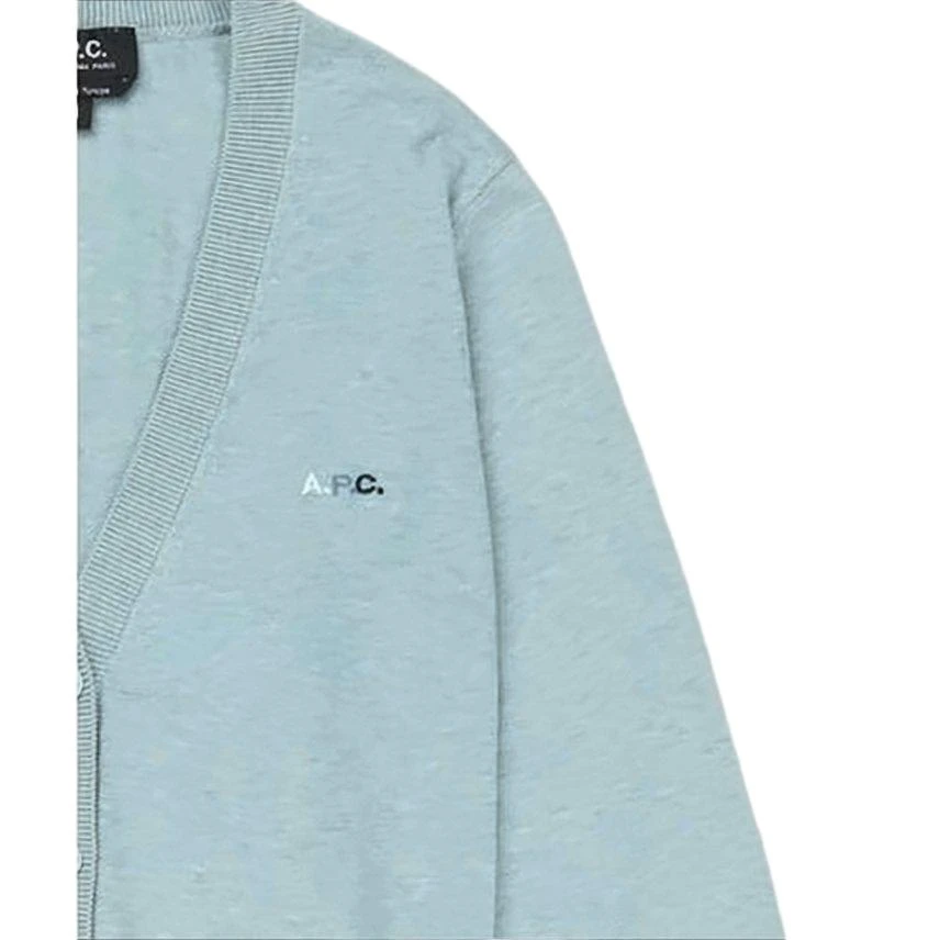 A.P.C. Light Blue Knit Cardigan with V-Neckline 5