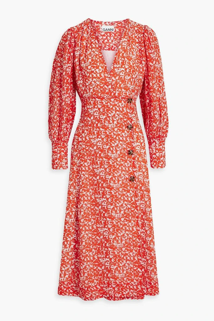 Ganni Printed crepe midi dress 1