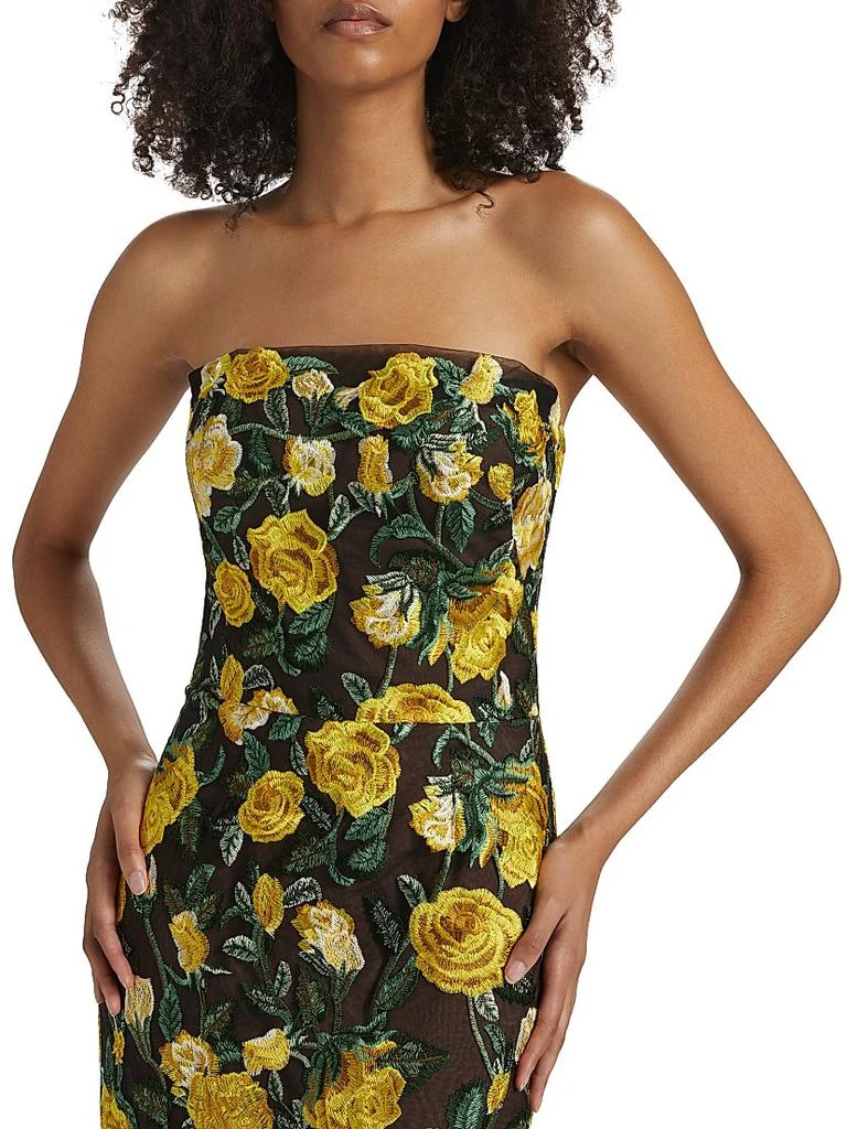 MARCHESA Floral Embroidered Strapless Gown 6