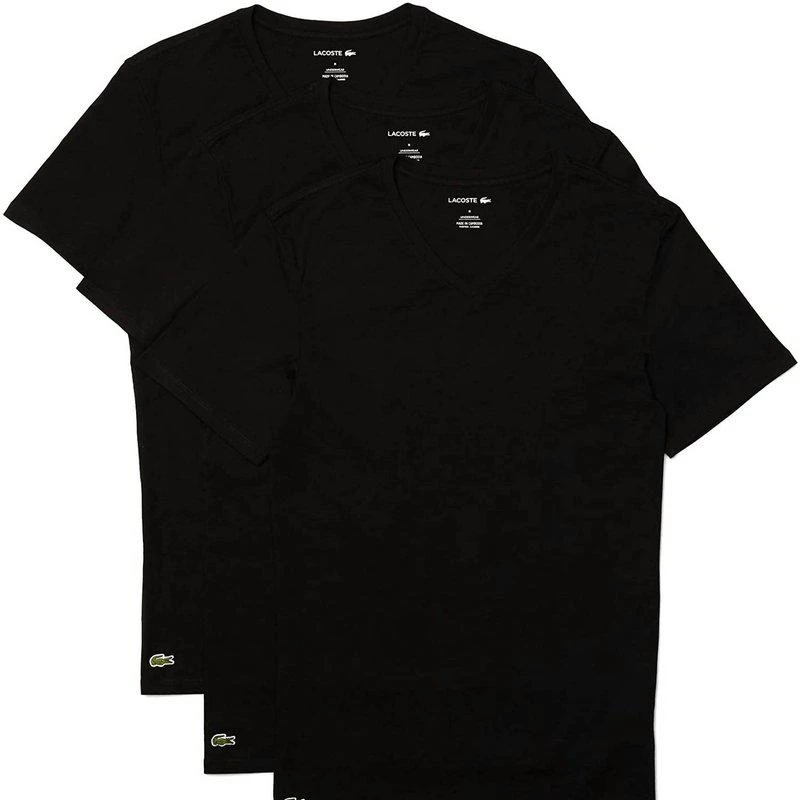 Lacoste Men'S Slim Fit V-Neck T-Shirts Undershirts 3 Pack 1