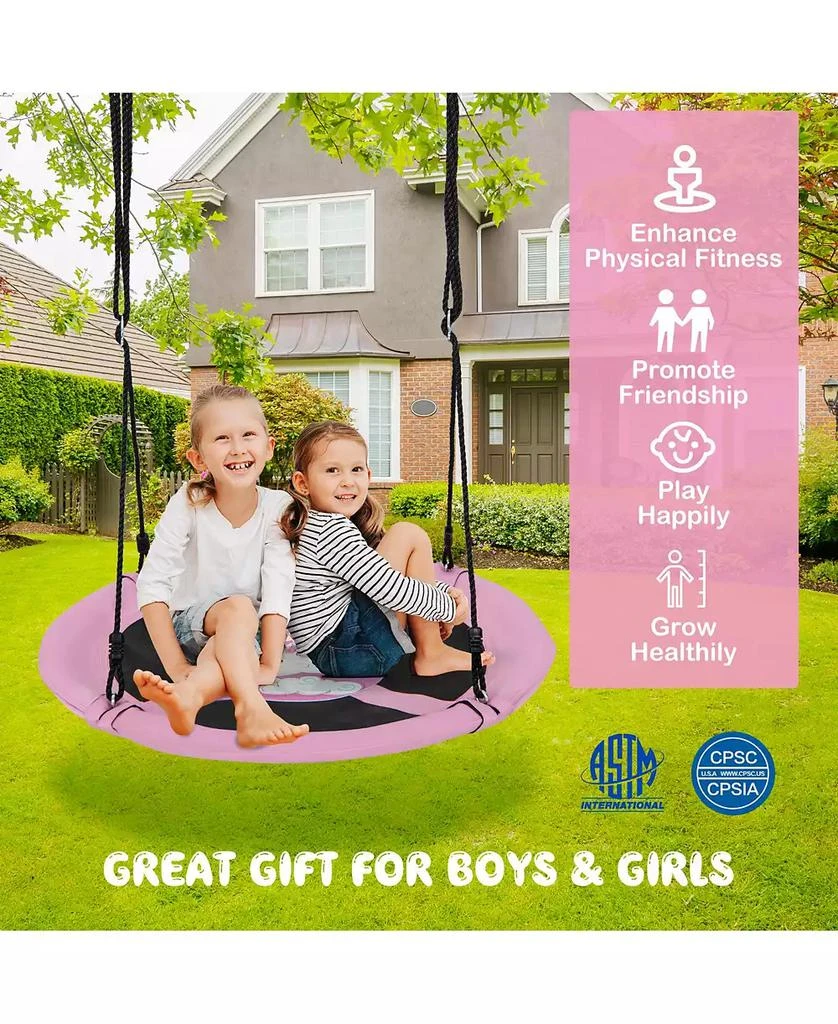 HONGGE 40 Inches Saucer Tree Swing Round with Adjustable Ropes and Carabiners 4