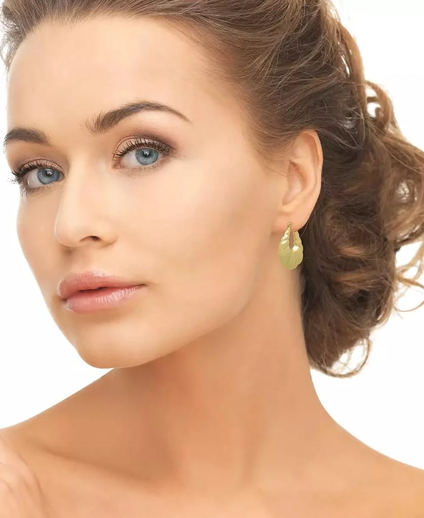 Macy
s 14k Gold Plated Brass Shrimp Thick Hoop Earrings 3