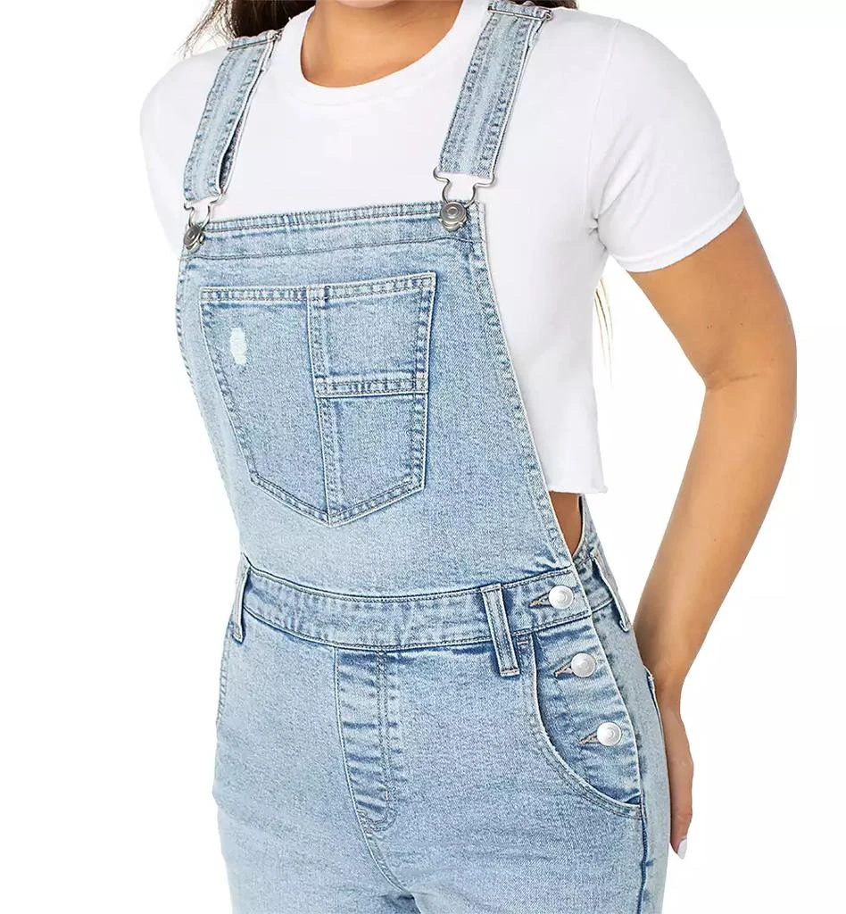 Celebrity Pink Juniors' Roll-Cuff Denim Short Overalls 6