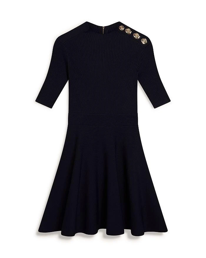 fitted lace wedding dress Print On Demand - Dress (Rib Knit Skater with Pockets)
