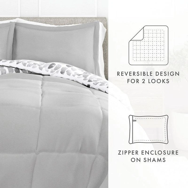 IENJOY HOME Moonlight Stars Light Gray Reversible Pattern Comforter Set Down-Alternative Ultra Soft Microfiber Bedding, Twin/TwinXL 5