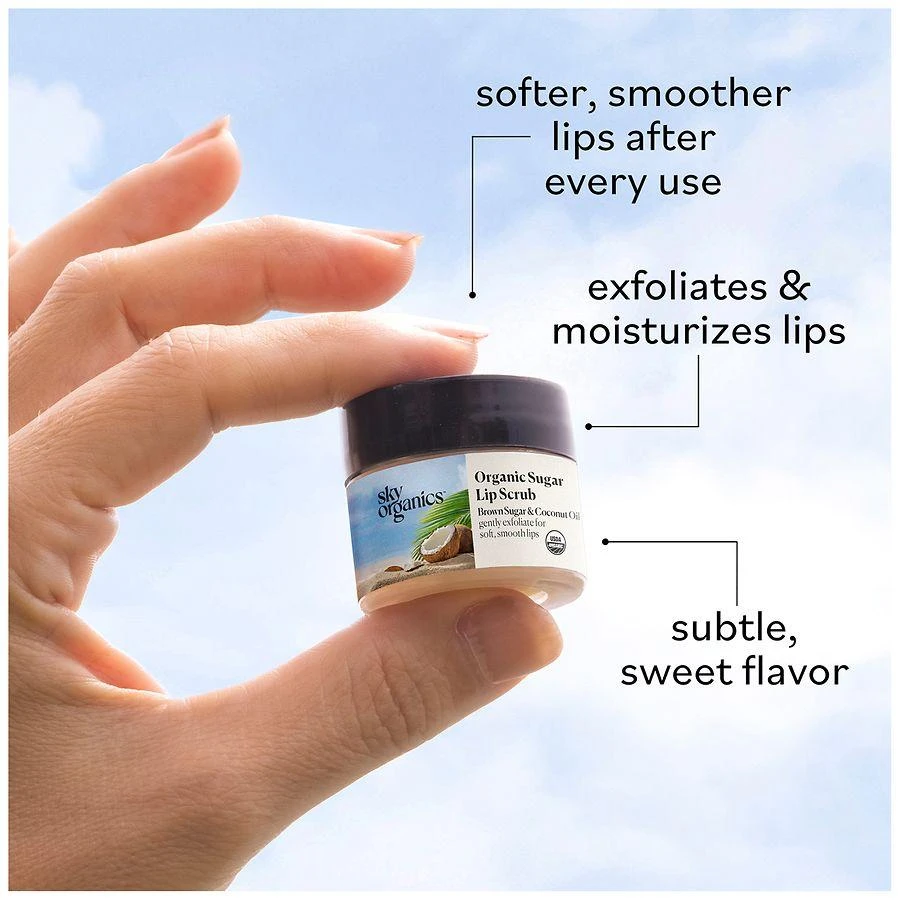 Sky Organics Organic Sugar Lip Scrub Brown Sugar & Coconut Oil 6