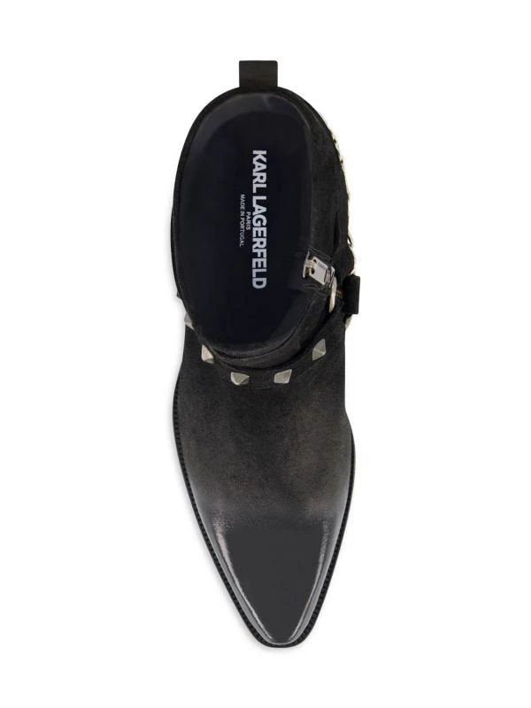 Karl Lagerfeld Paris Paris White Label Studded Suede & Leather Boots 5