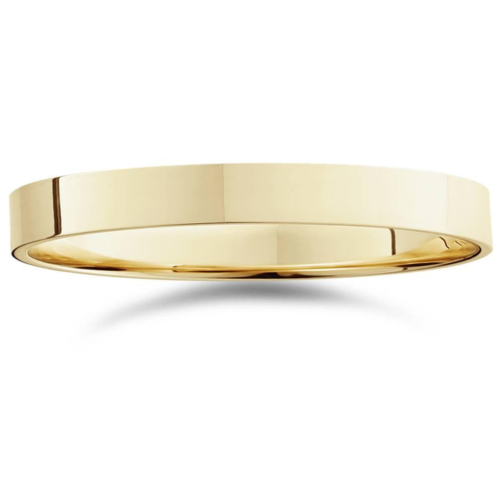 Pompeii3 3mm Flat High Polished Wedding Band 14K Yellow Gold Size Selectable