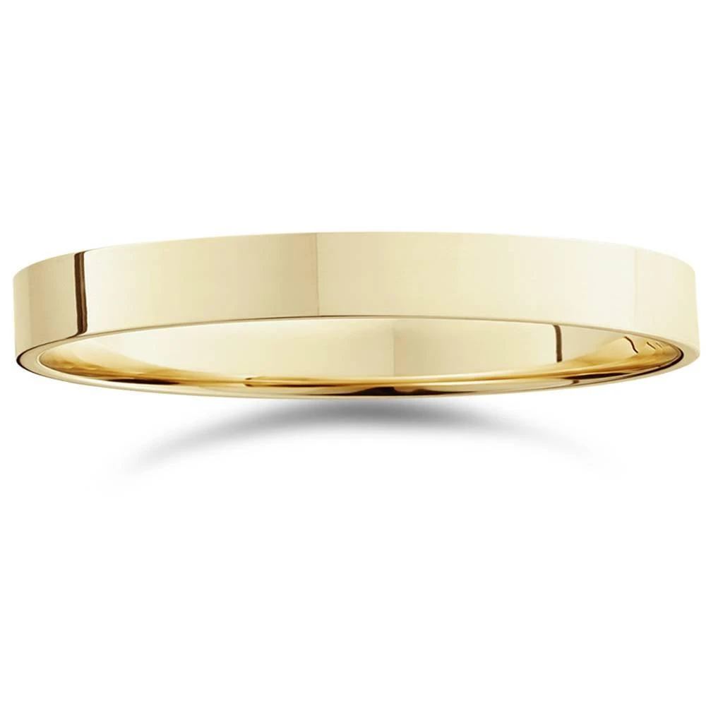 Pompeii3 3mm Flat High Polished Wedding Band 14K Yellow Gold Size Selectable 1