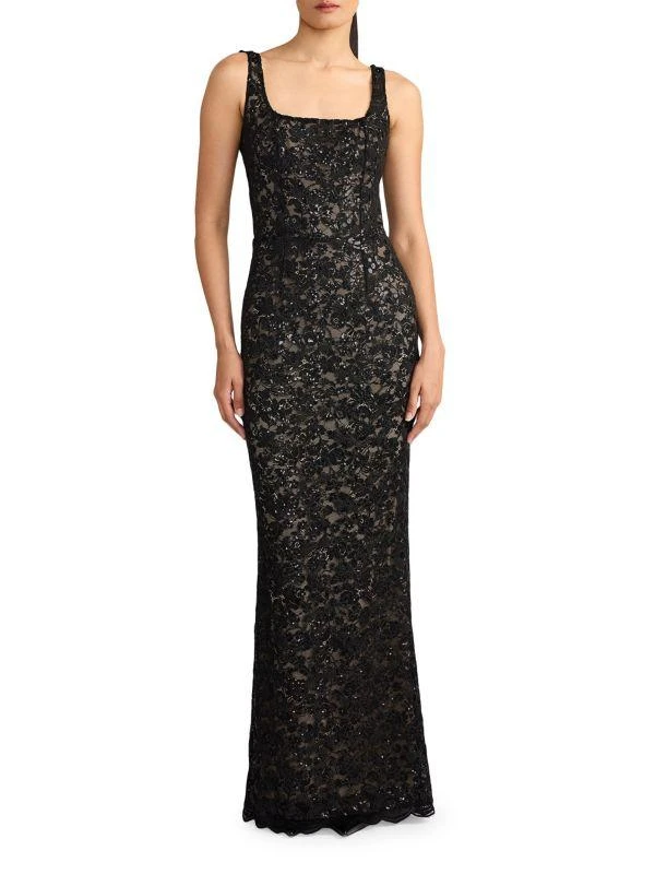 Zac Posen Lace & Sequin Fitted Gown 1