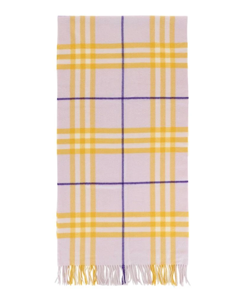 Burberry Check-Pattern Fringed Cashmere Scarf 1