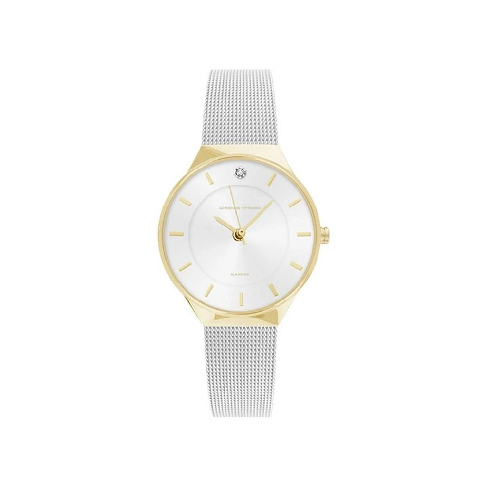 Adrienne Vittadini Women's Silver-Tone Metal Strap Watch 32mm 1