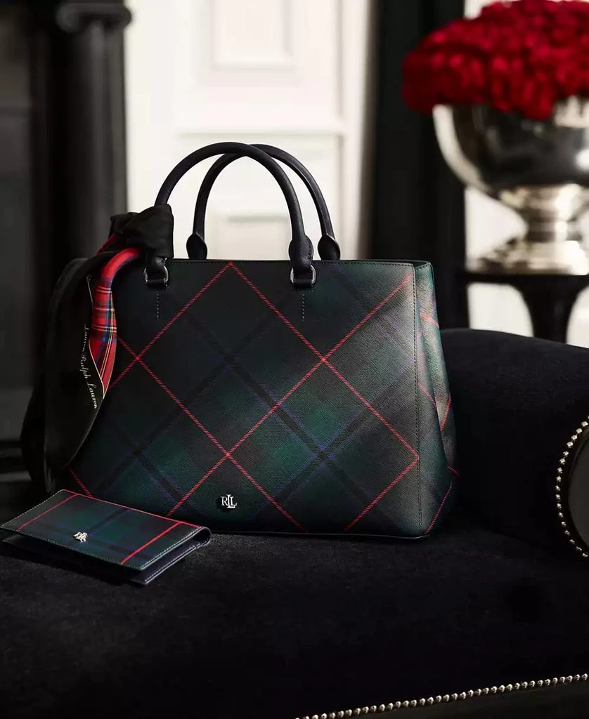 Ralph Lauren Hanna Plaid Leather Large Satchel 1