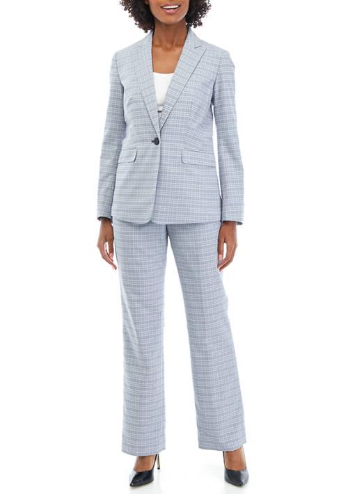 Le Suit Suit Womens Plaid Combo One Button Jacket And Kate Pant Set