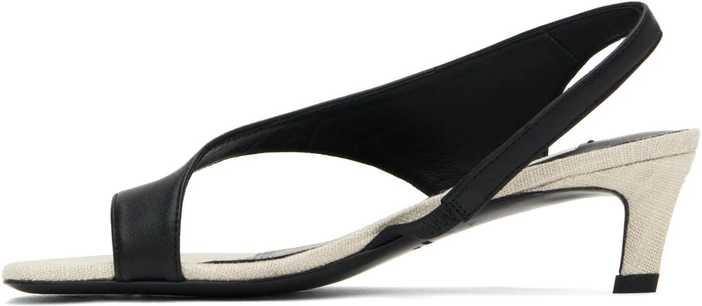 Totême Black & Beige Leather Thong Heeled Sandals 3