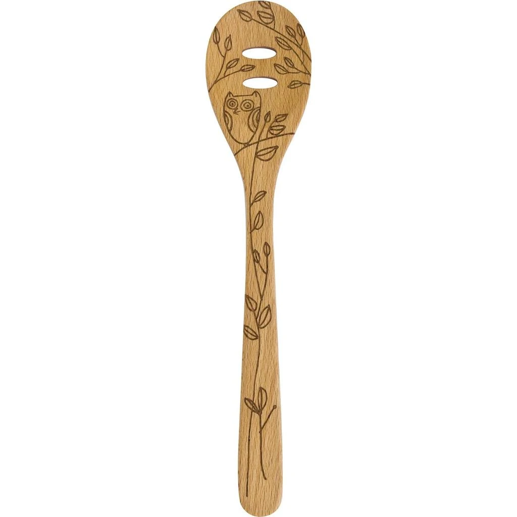 Talisman Designs Laser Etched Beechwood Slotted Spoon, Nature Collection, Set of 1