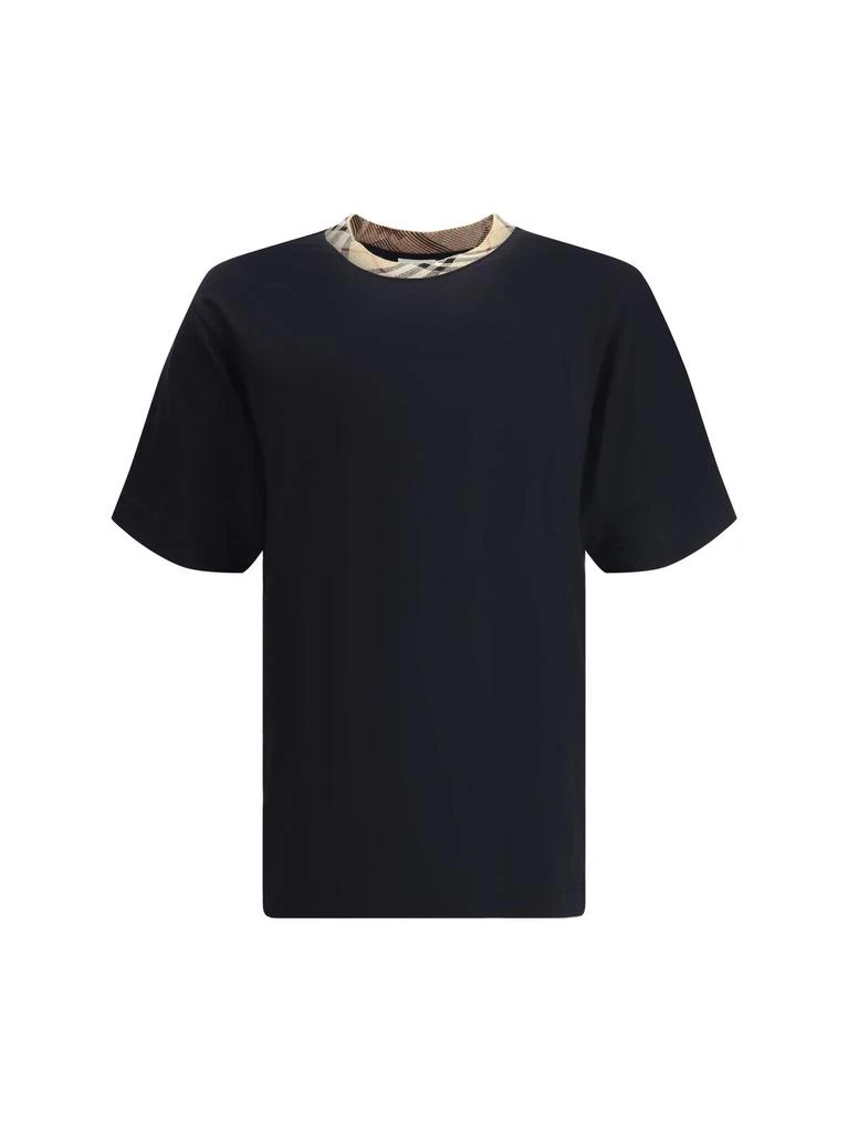 Burberry Burberry Checked Trim Crewneck T-Shirt from Cettire