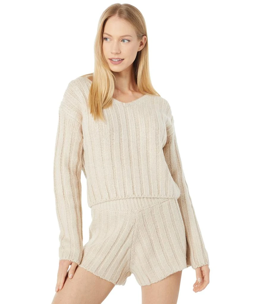 Blank NYC Cropped Knit V-Neck Sweater 1