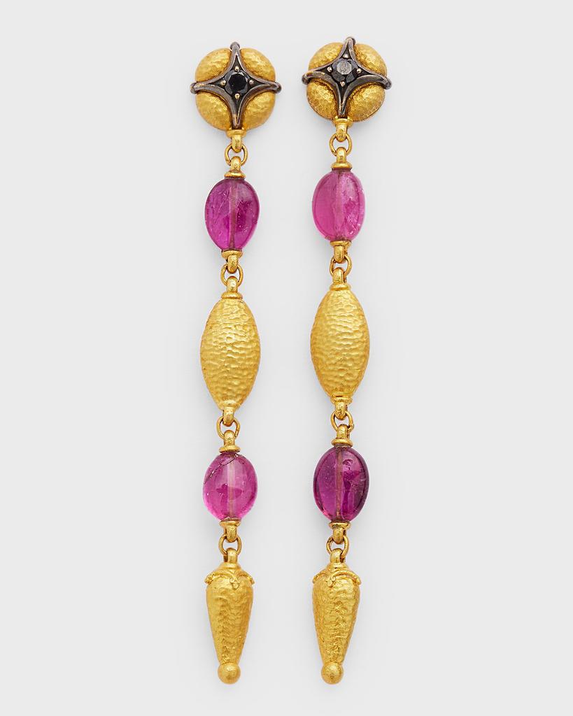 Konstantino 18K Gold Topaz and Tourmaline Drop Earrings