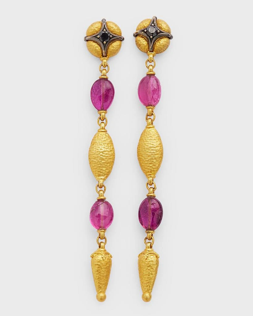 Konstantino 18K Gold Topaz and Tourmaline Drop Earrings 1