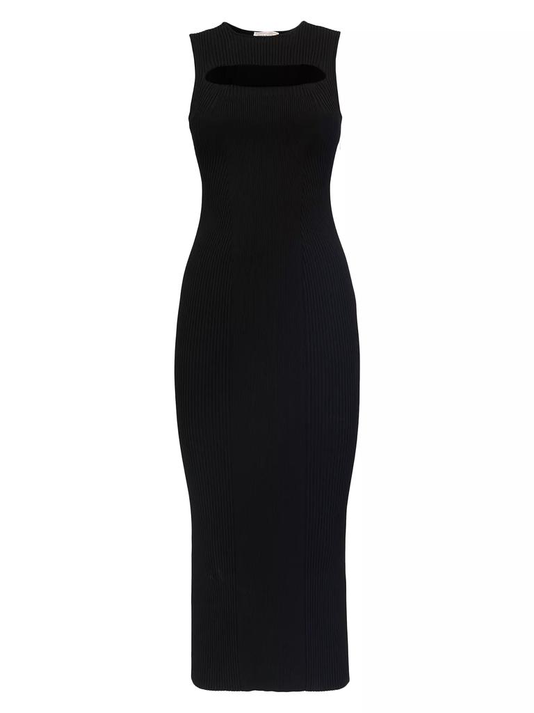 【送料&関税込】Alexander McQueen Knitted Midi Dress With Cu McQueen - Black & White Abstract Knit Midi Dress
