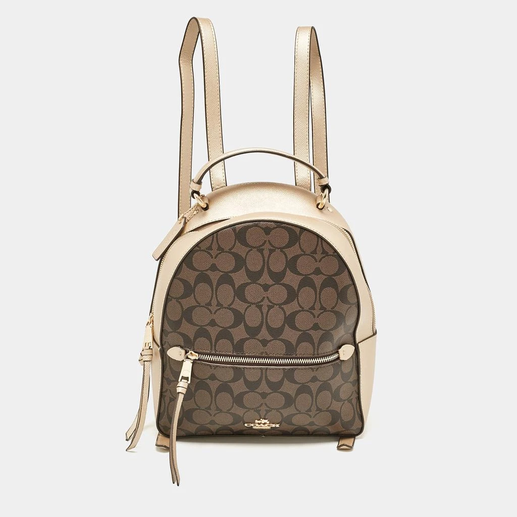 Coach Coach Gold/Brown Signature Coated Canvas and Leather Jordyn Backpack 1