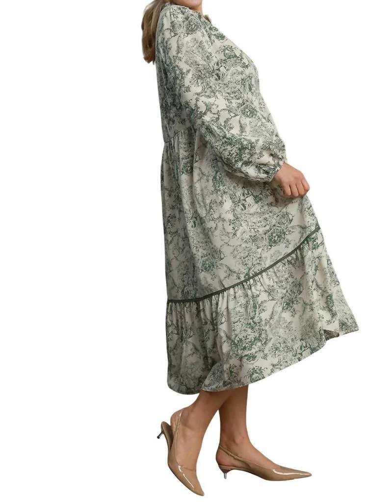 umgee Toile Maxi Dress In Forest Green 2
