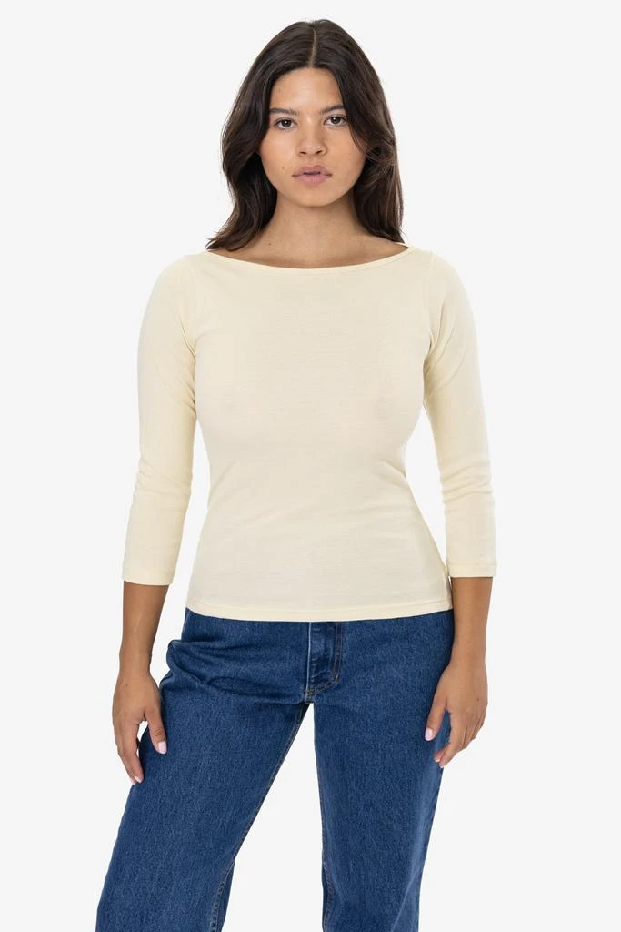 Los Angeles Apparel 43044 - Baby Rib 3/4 Sleeve Boatneck Top 1