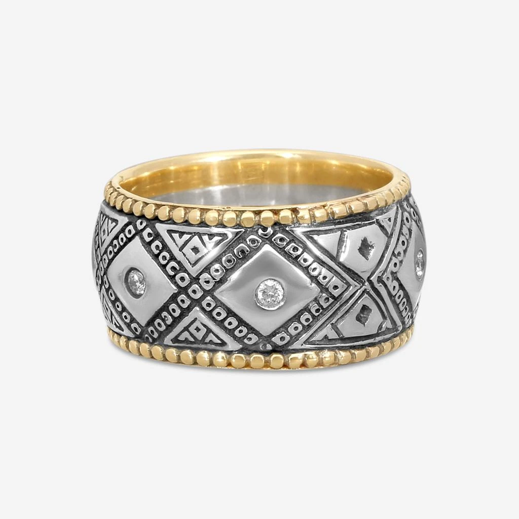 Konstantino Konstantino Sterling Silver 
18K Yellow Gold Diamond Band Ring Sz. 9 DKJ335-109 3