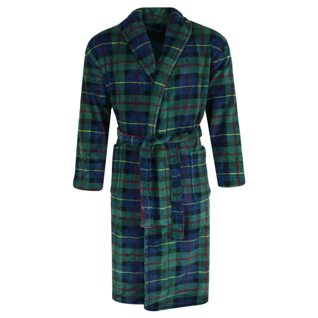 Majestic International Men's Plush Plaid Shawl Robe 1