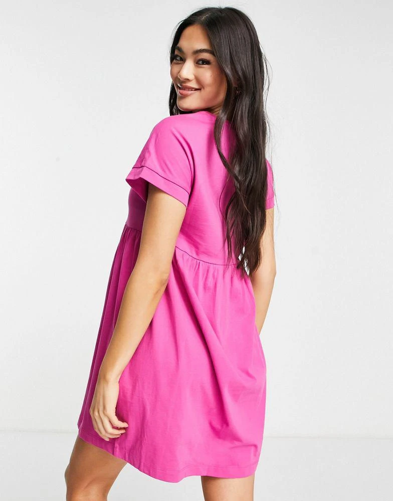 Urban Classics Urban Classics cotton mini baby doll dress in pink 2