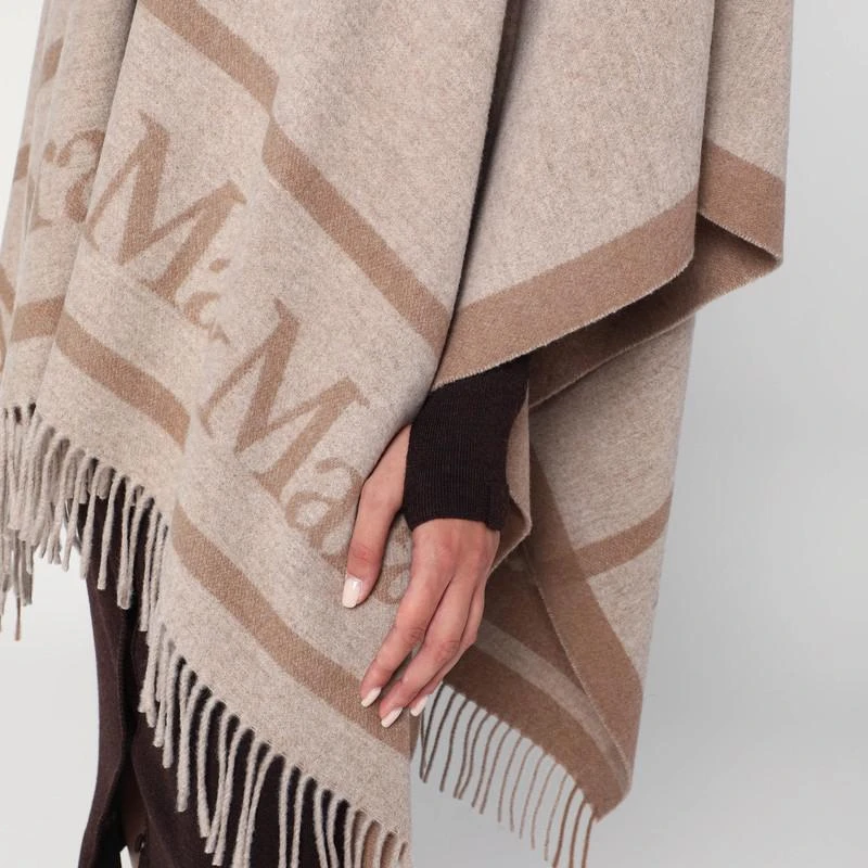 Max Mara Sandy color jacquard wool poncho 2