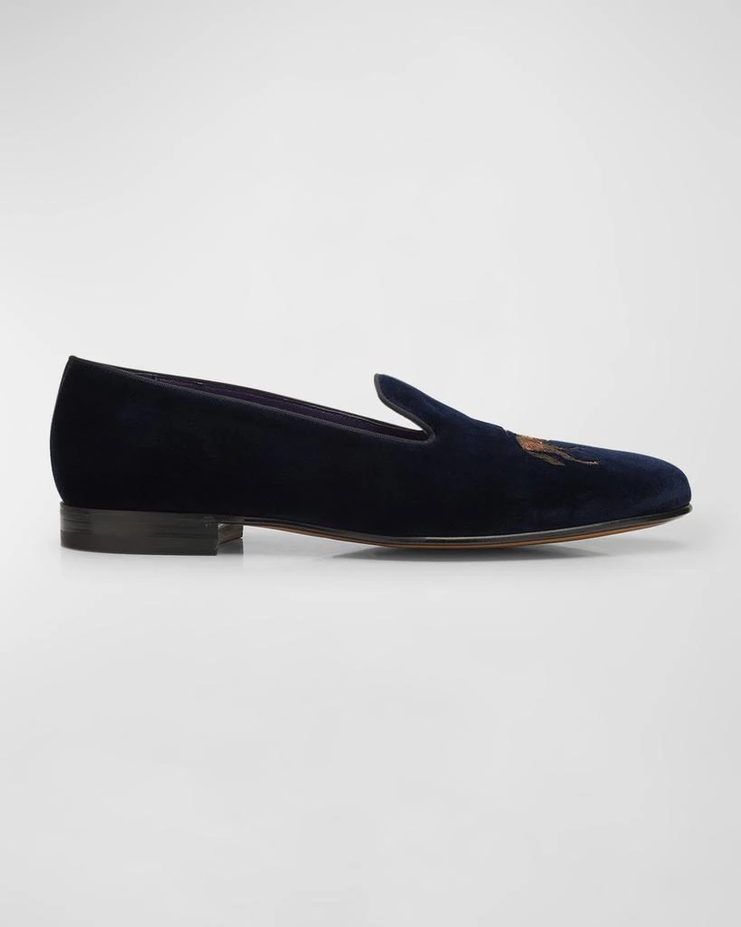 Ralph Lauren Men's Alonzo Embroidered Velvet Slippers 1