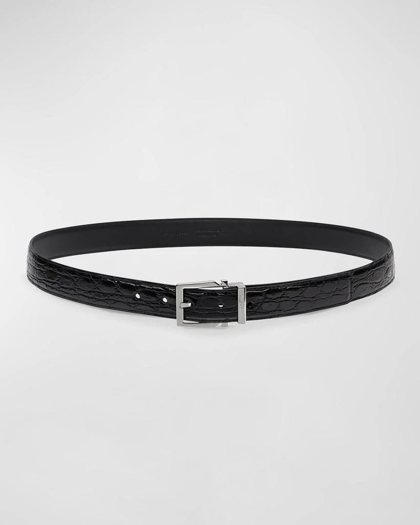 Salvatore Ferragamo Men's Adjustable Crocodile Gancini Belt 2