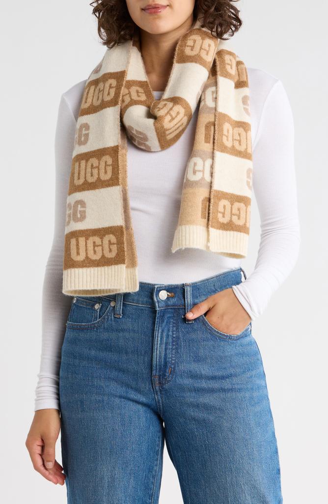 UGG アグ Rib Edge Repeating Logo Graphic Scarf Shop Rib Edge Repeating Logo Graphic Scarf on Sale at