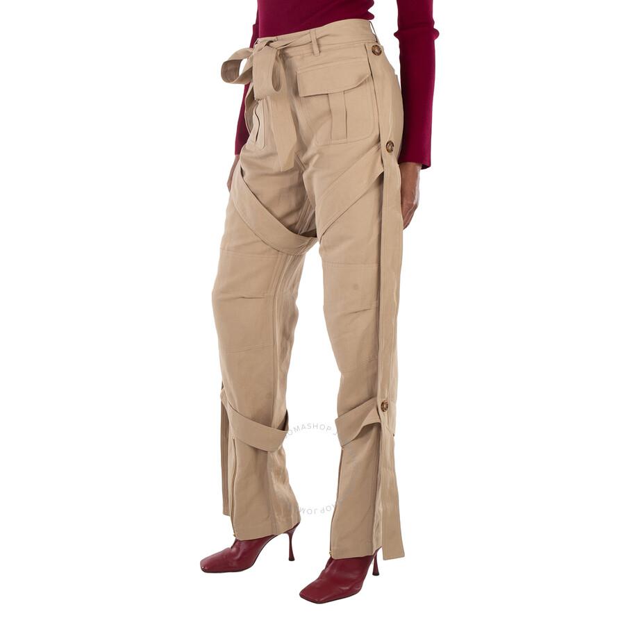 Burberry Ladies Amelia Honey Cargo Pants With Exaggerated Straps