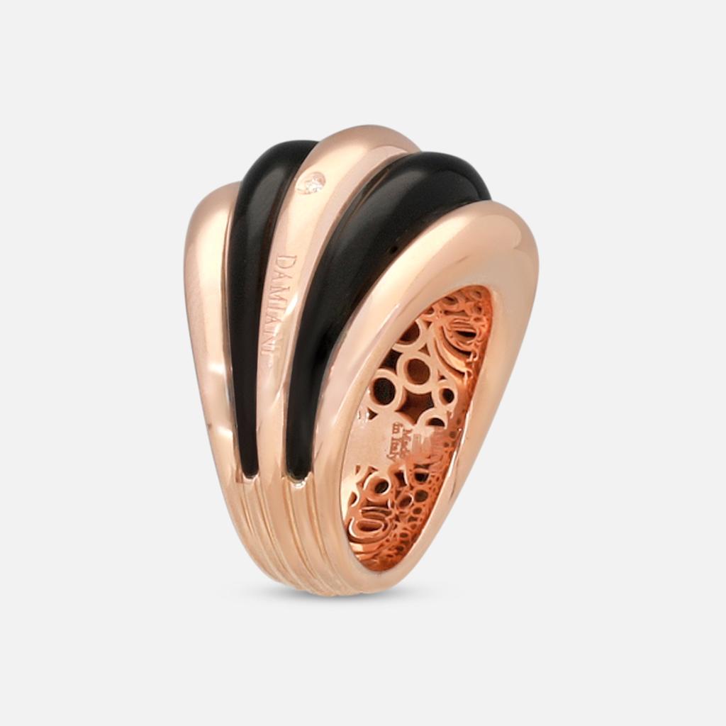 Damiani Damiani 18K Rose Gold Onyx Diamond Band Ring 20076819