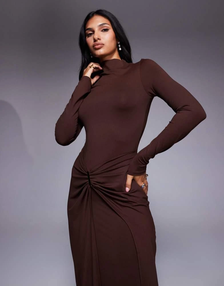 chinese dress ladies Cecilie Cut Out Shirt Midi Dress / Dark Chocolate | Meshki main image 0