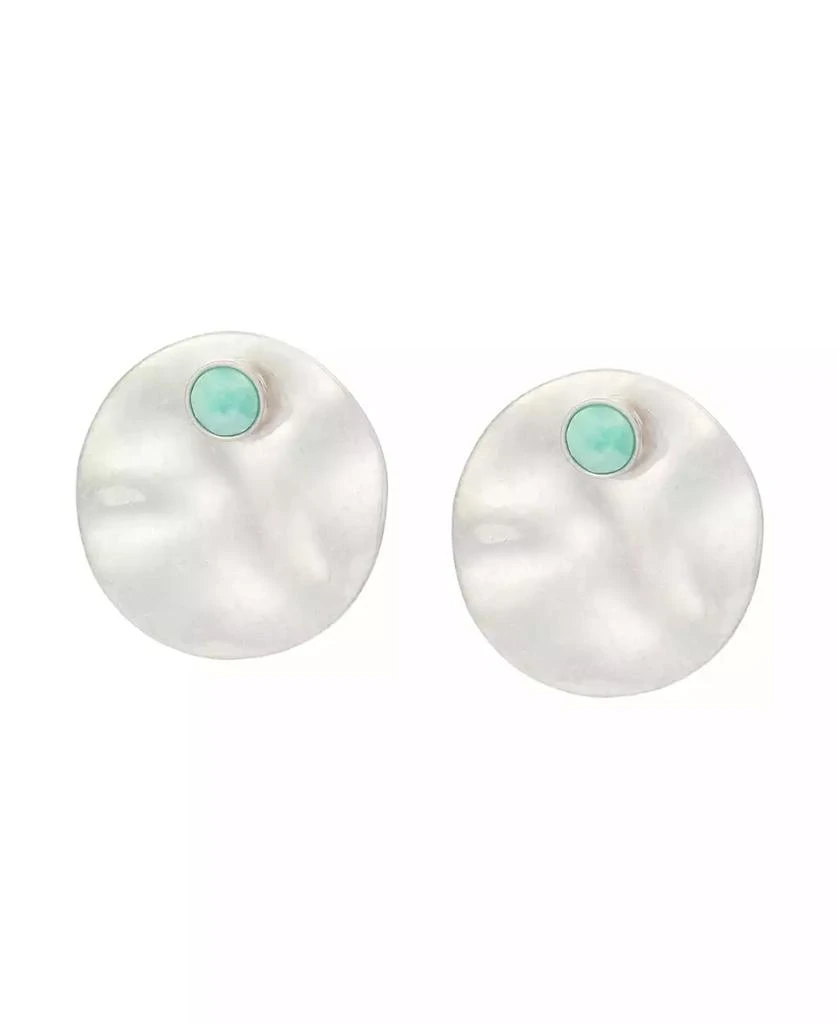 Robert Lee Morris Mother of Pearl Turquoise Disc Earring Jacket 2
