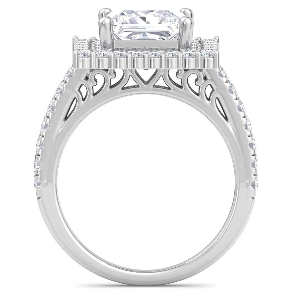 SSELECTS 4 Carat Princess Cut Lab Grown Diamond Square Halo Engagement Ring In 14K White Gold G-H, Vs2 3