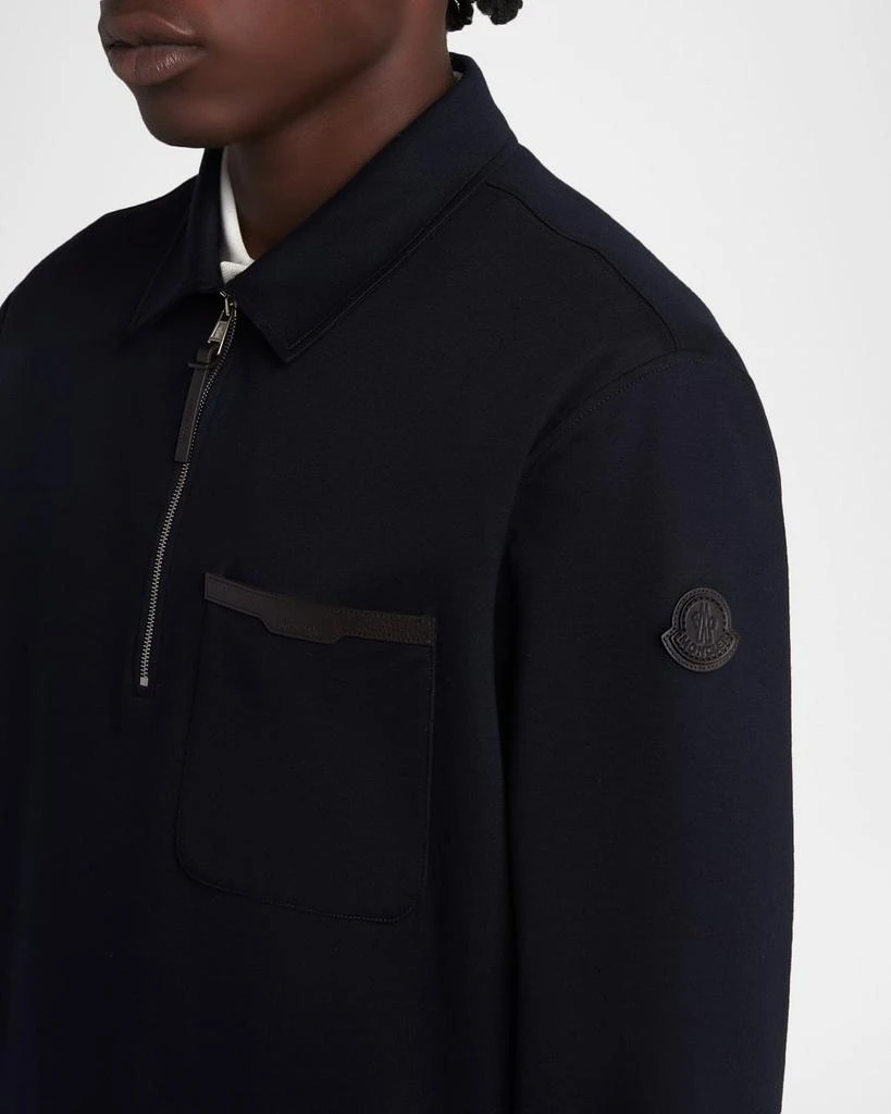 Moncler Men
s Cotton Quarter-Zip Sweater with Leather-Trim Pocket 5