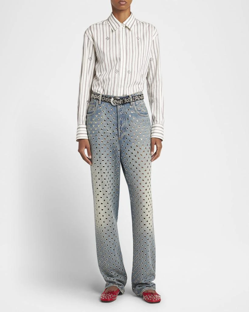 Golden Goose Marysole Embellished Striped Button-Down Shirt 2