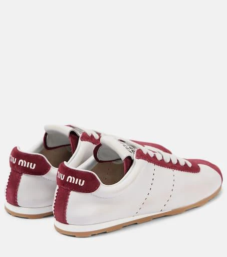 Miu Miu Plume suede-trimmed leather sneakers 2