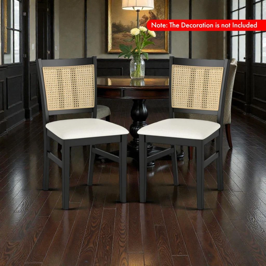 Hivvago Dining Chairs for 2 with Cane Back, Rattan Seat, and Durable Wooden Frame 2